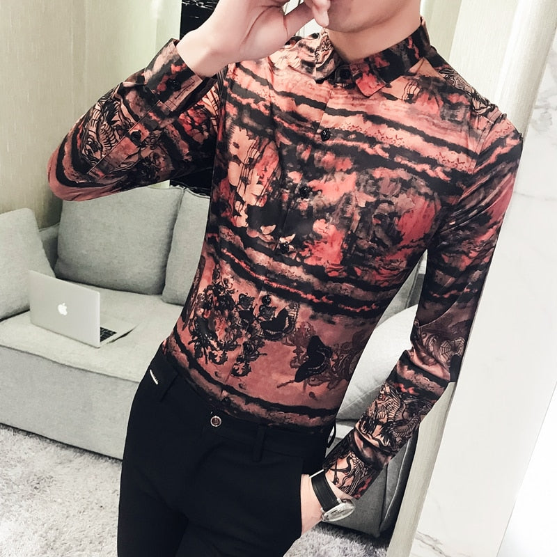 Europe type printing long sleeve shirt
